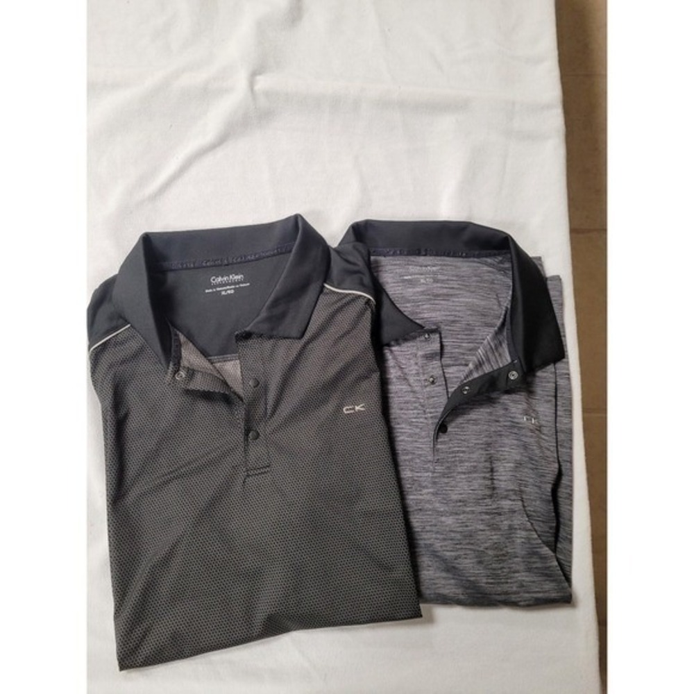 Calvin Klein Performance Polo 1 Gray/1 Black Snap Buttons Size XL